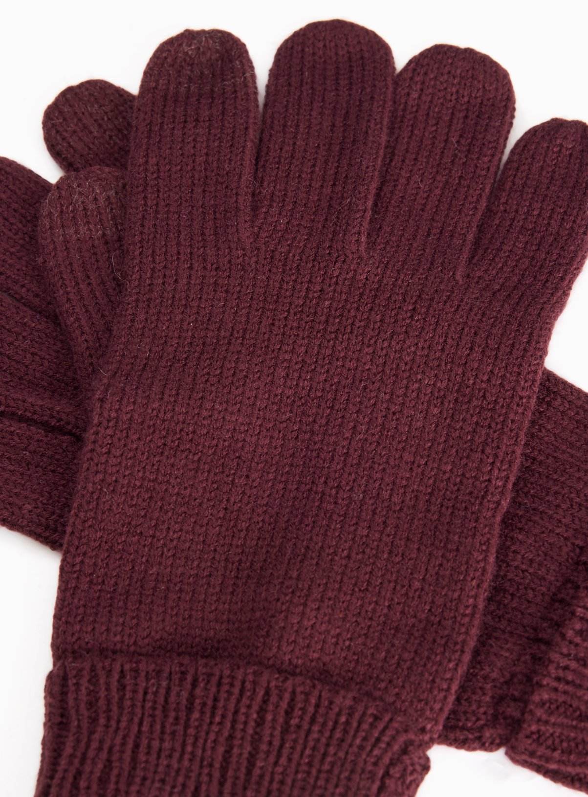 Dark Red Touchscreen Knitted Gloves L/XL - Image 2 thumbnail